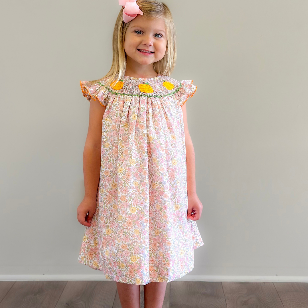 Smocked Pumpkins Bishop - Fall Floral - Southern Smocked Co.