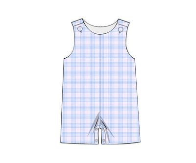 Sunday Brunch Shortall - Blue & Pink Plaid Seersucker