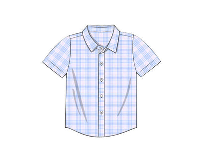 Signature Button Down Shirt - Blue & Pink Plaid Seersucker