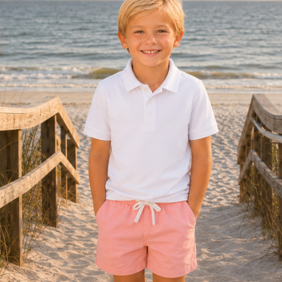 Signature Twill Shorts - Salmon Pink - Southern Smocked Co.