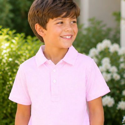 Signature Polo - Pink Stripe Knit
