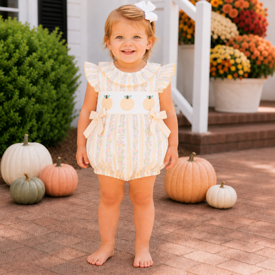 Heirloom Pumpkins Ruffle Neck Girl Bubble - Floral
