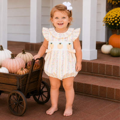 Heirloom Pumpkins Ruffle Neck Girl Bubble - Floral