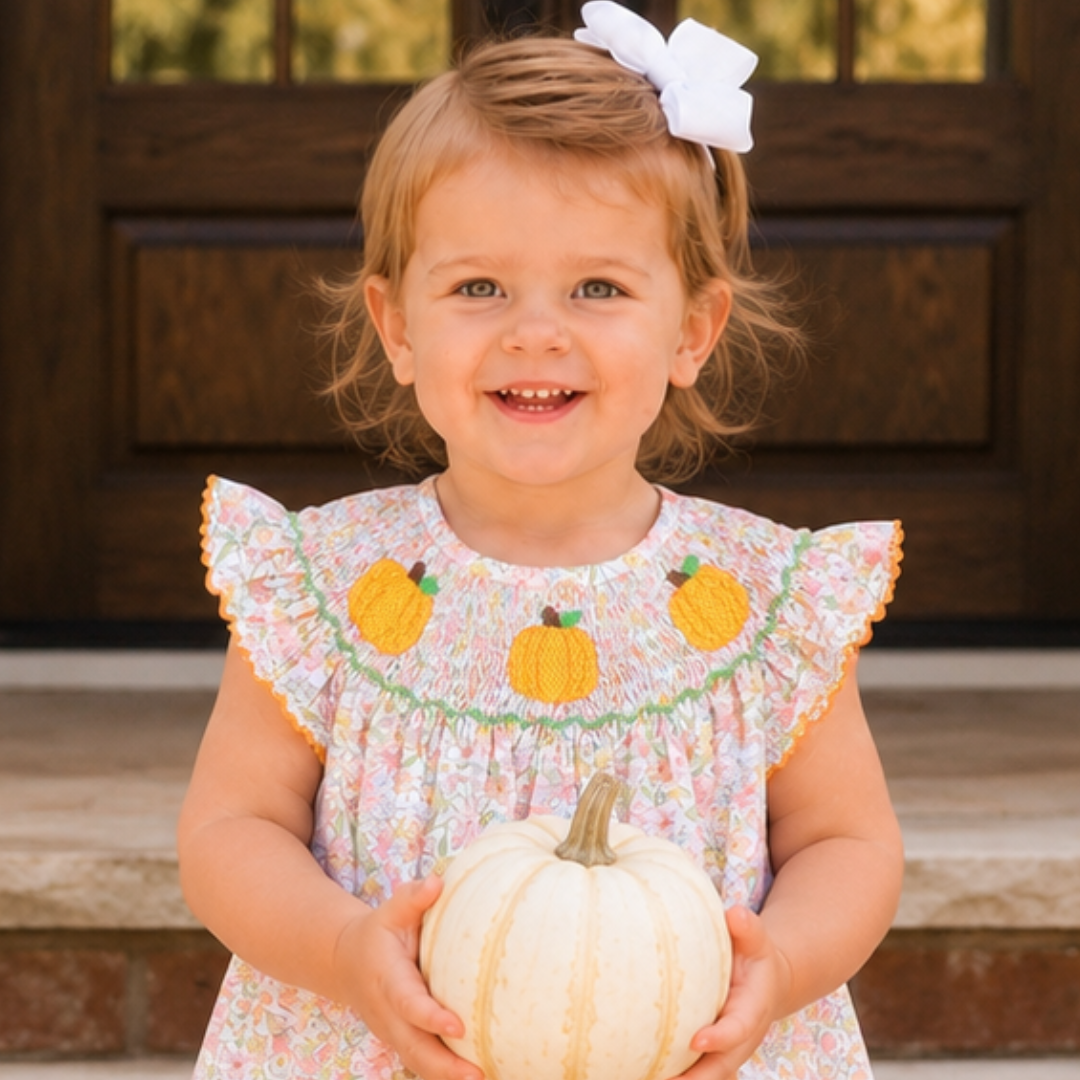 Smocked Pumpkins Girl Bubble