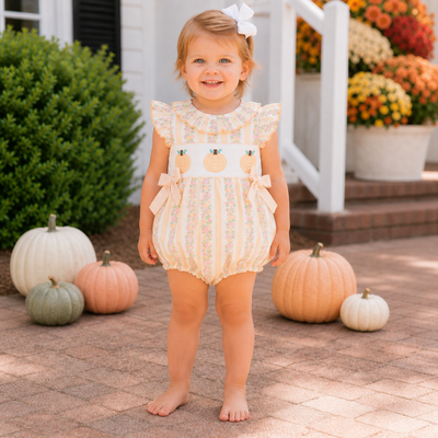 Heirloom Pumpkins Ruffle Neck Girl Bubble - Floral