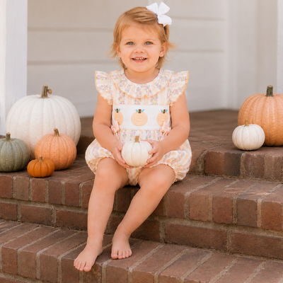 Heirloom Pumpkins Ruffle Neck Girl Bubble - Floral