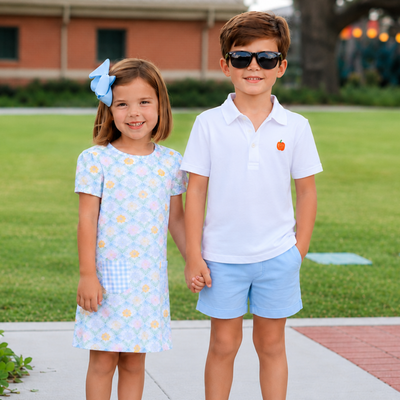 Embroidered Pumpkin Knit Polo - Solid White
