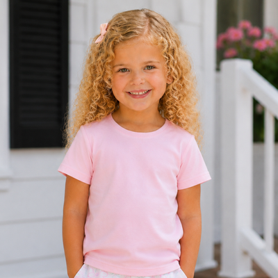 Out & About Girl's Tee - Light Pink - Southern Smocked Co.