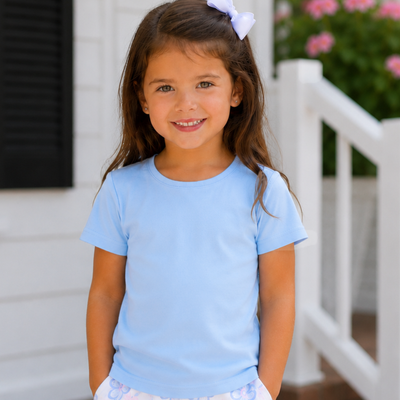 Out & About Girl's Tee - Light Blue - Southern Smocked Co.