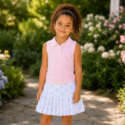 Tennis Skirt - Fancy Blue Floral - Southern Smocked Co.