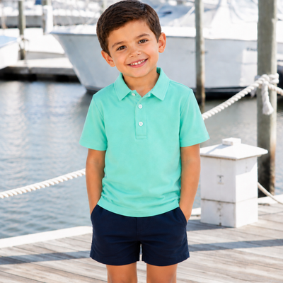 Signature Polo - Seafoam Green Knit - Southern Smocked Co.