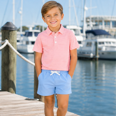 Signature Twill Shorts - Caribbean Blue - Southern Smocked Co.