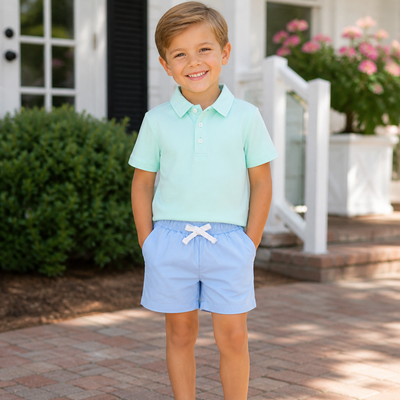 Signature Polo - Mint Knit - Southern Smocked Co.