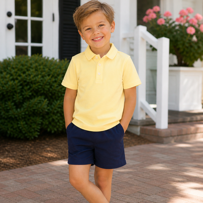 Signature Polo - Pastel Yellow Knit - Southern Smocked Co.