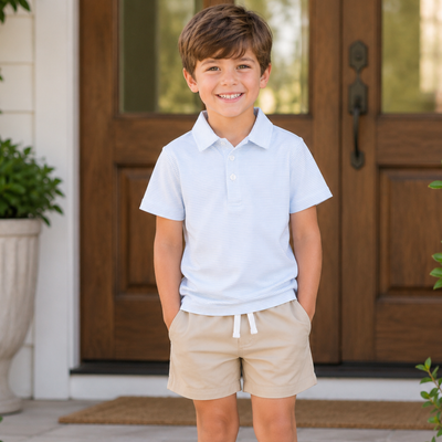 Signature Twill Shorts - Stone - Southern Smocked Co.