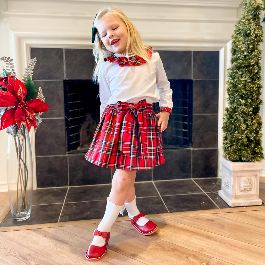 Christmas Plaid Ruffle Blouse & Skirt Set - Stellybelly
