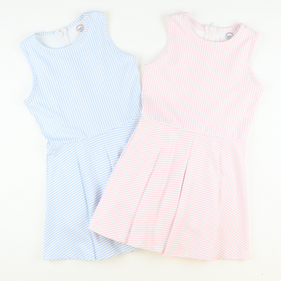 Performance Dress - Light Pink Stripes - Southern Smocked Co.