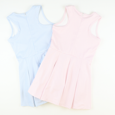 Performance Dress - Light Pink Stripes - Southern Smocked Co.