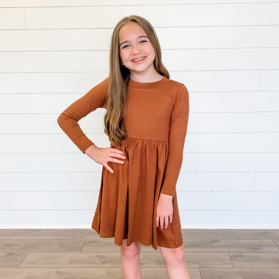 Keegan Sweater Dress- Cinnamon