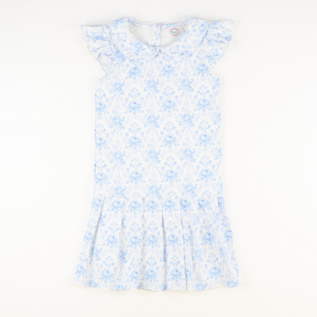 Country Club Dress - Fancy Blue Floral - Southern Smocked Co.