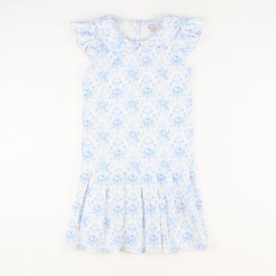 Country Club Dress - Fancy Blue Floral - Southern Smocked Co.