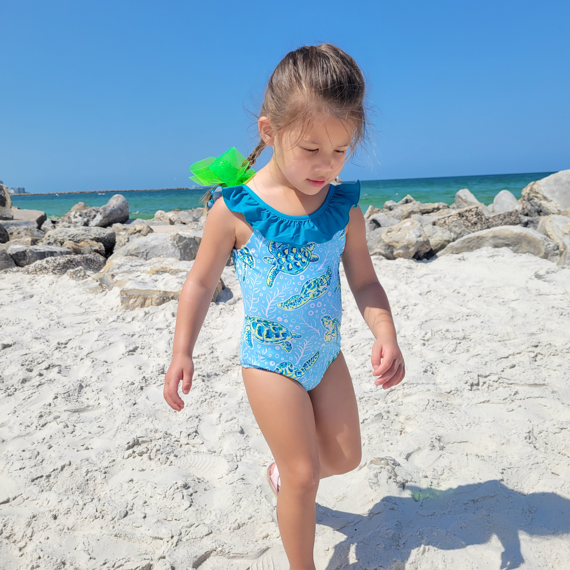 Sea Turtles Ruffle One-Piece Swimsuit