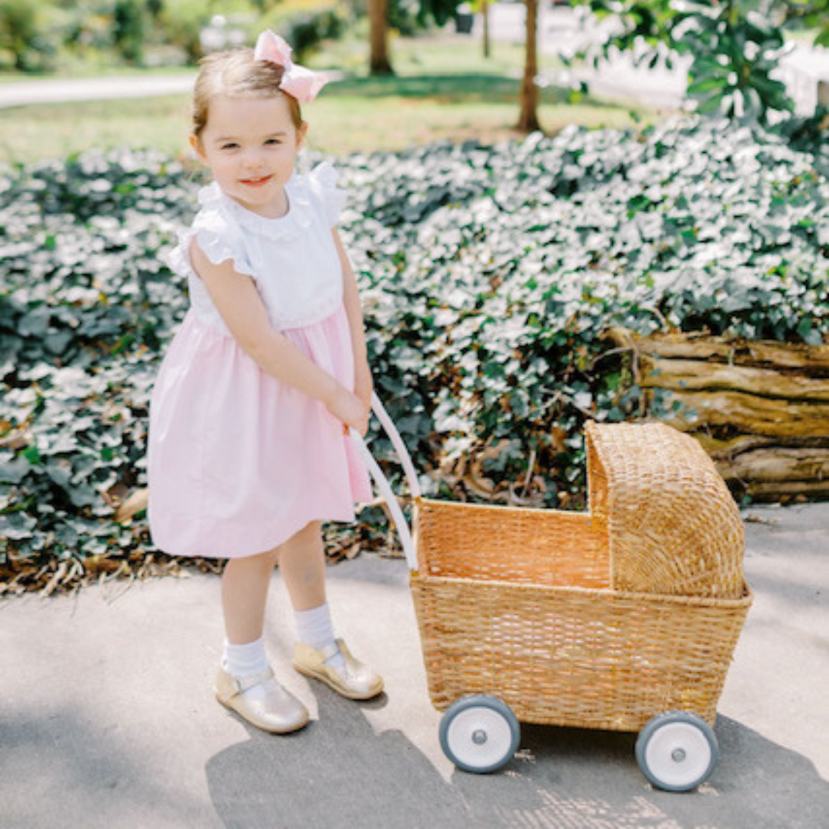 Embroidered Ruffle Dress - Light Pink
