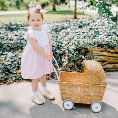 Embroidered Ruffle Dress - Light Pink