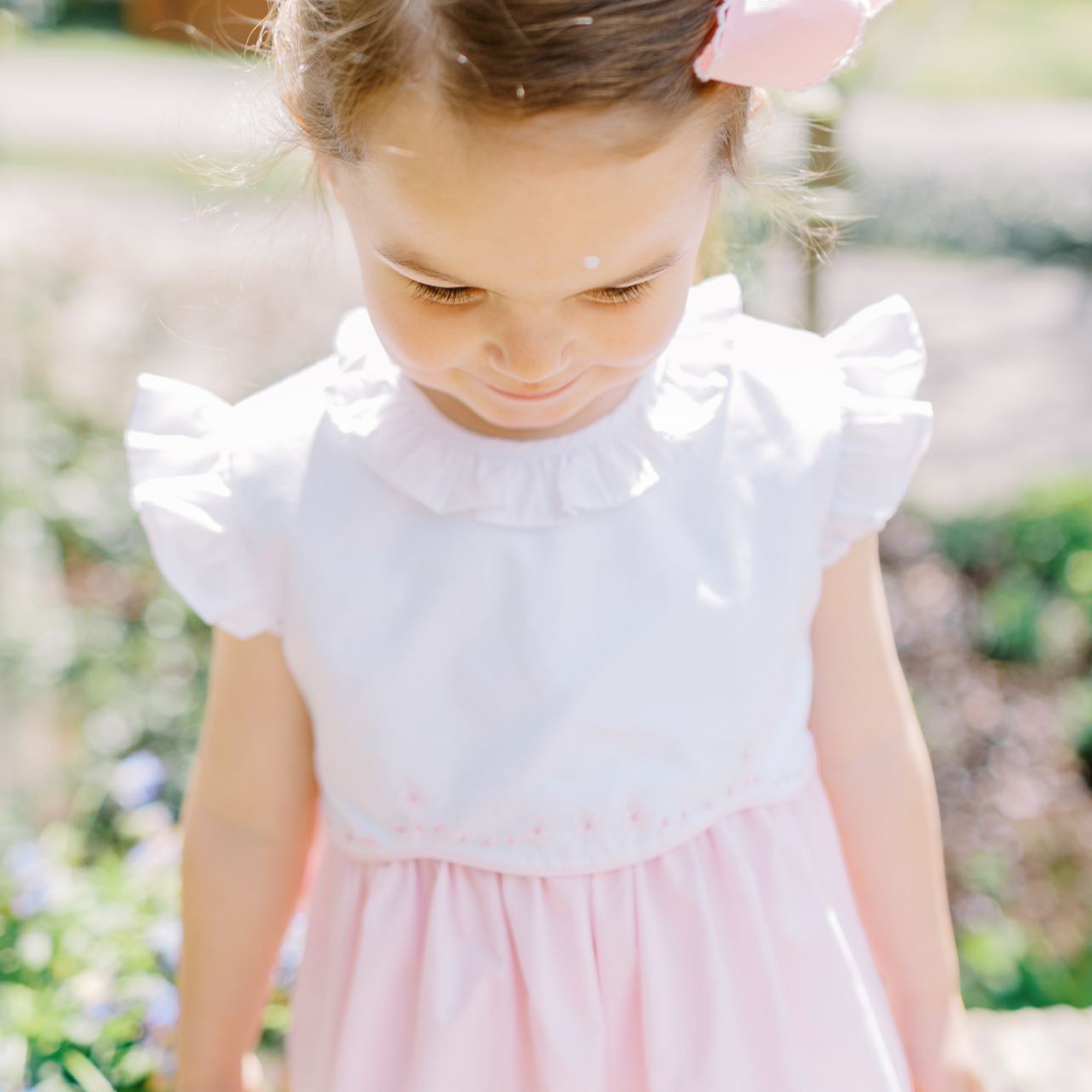 Embroidered Ruffle Dress - Light Pink