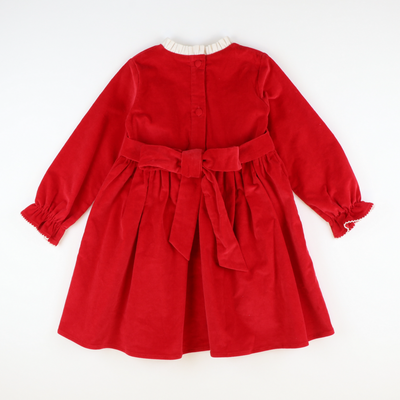 Corduroy Bow Dress - Holiday Red & Cream Corduroy Bow Dress - Holiday Red & Cream