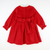 Corduroy Bow Dress - Holiday Red & Cream