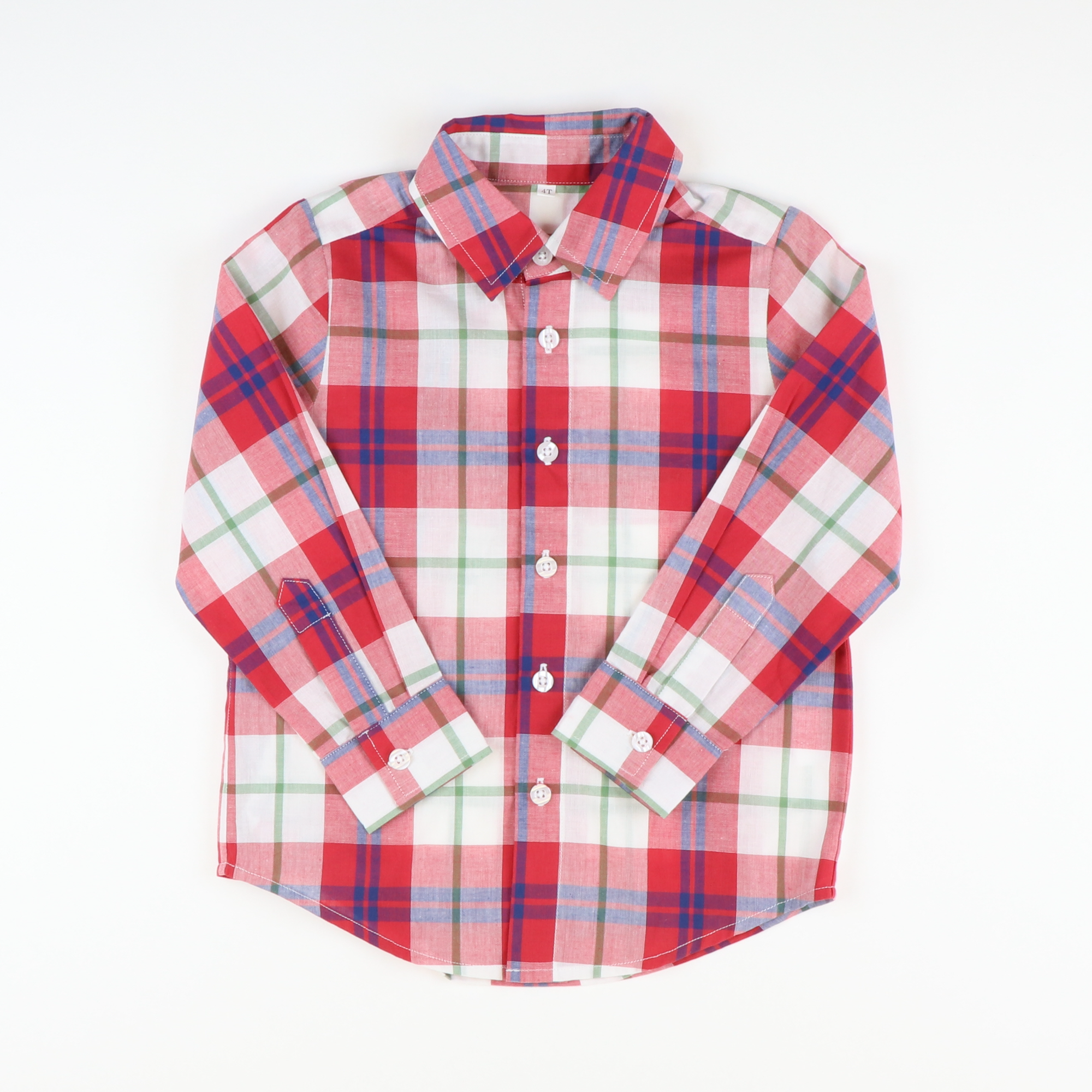Signature Button Down Collared Shirt - Red & Navy Plaid