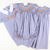 Smocked Autumn Pumpkins Bishop - Royal Blue Sandra Gingham Plaid