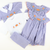 Smocked Autumn Pumpkins Bishop - Royal Blue Sandra Gingham Plaid