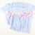 Smocked Silhouette Bunnies Girl Bubble - Light Blue Wide Check