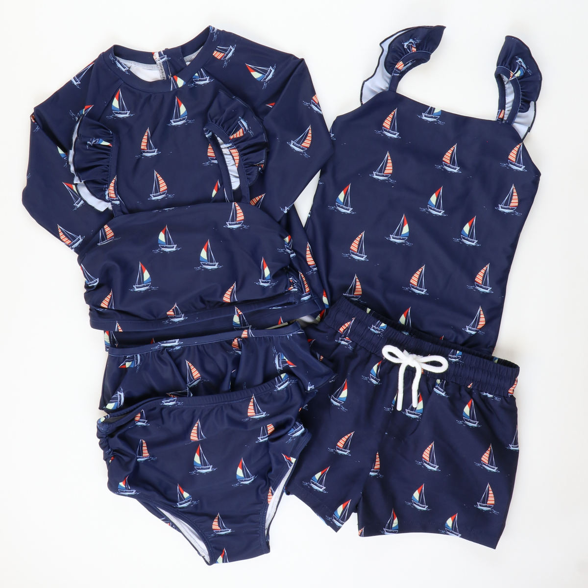 Two-Piece Long Sleeve Rash Guard - Sail Away - Stellybelly