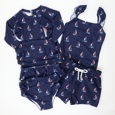 Two-Piece Long Sleeve Rash Guard - Sail Away - Stellybelly