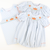 Smocked Autumn Pumpkins Shortall - Light Blue Check Seersucker