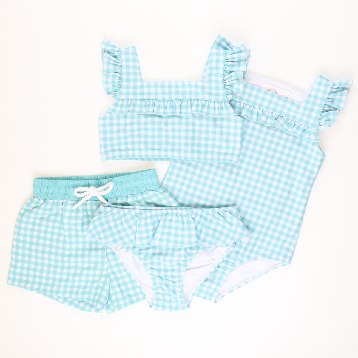 Two-Piece Swimsuit - Mint Gingham