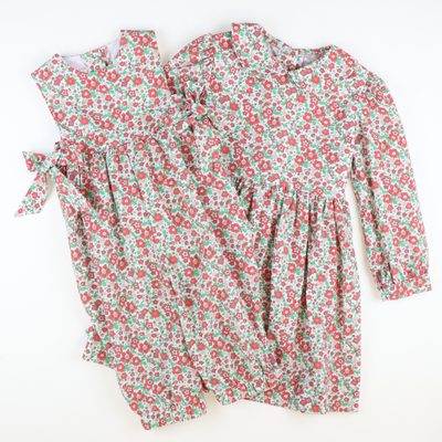 Christmas Rose Girl Long Romper
