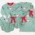 Appliquéd Christmas Friends Long Sleeve Shirt - Green Micro Stripe Knit