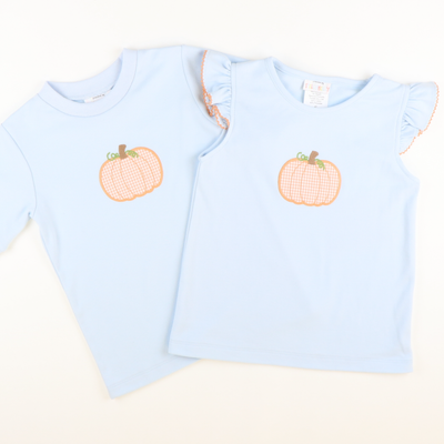 Orange Pumpkin Appliqué Short Sleeve Shirt