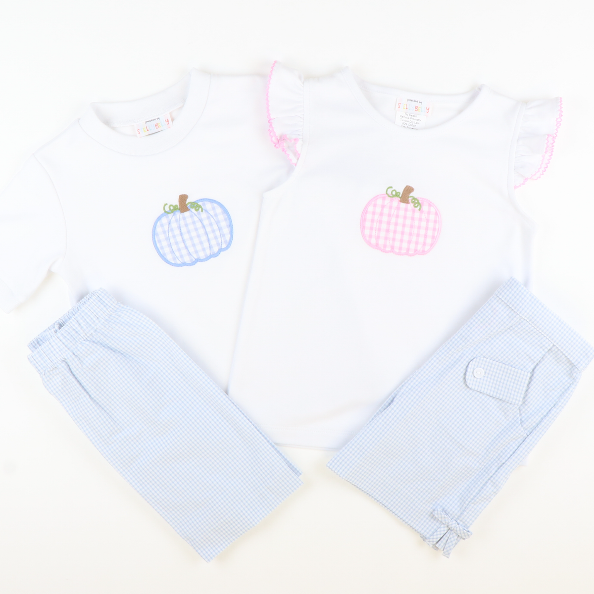 Pink Check Pumpkin Appliqué Top