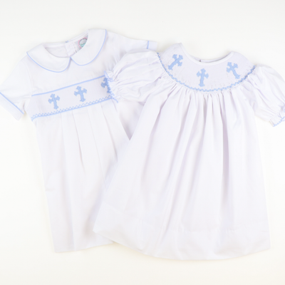Smocked Cross Bishop- White - Southern Smocked Co.