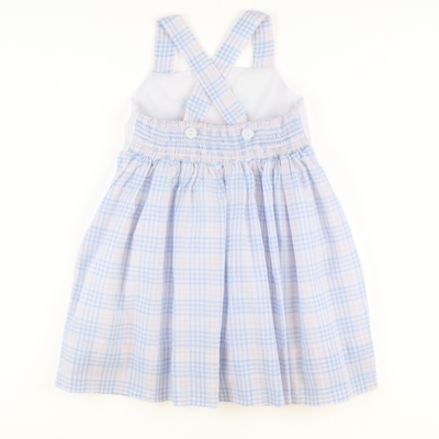 Bunny Face Dress - Blue & Pink Plaid Seersucker - Southern Smocked Co.