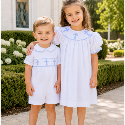 Smocked Cross Bishop- White - Southern Smocked Co.