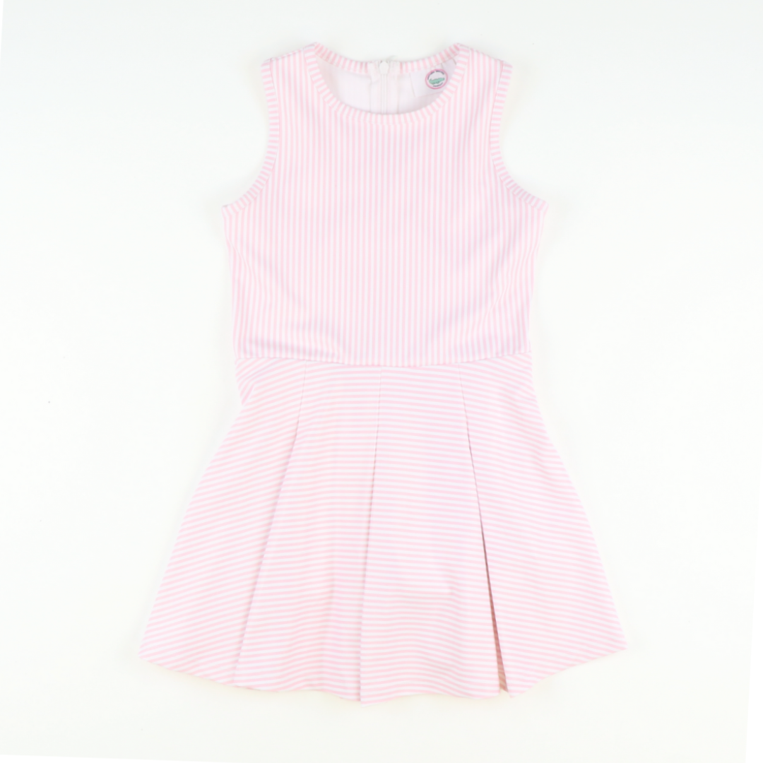 Performance Dress - Light Pink Stripes - Southern Smocked Co.