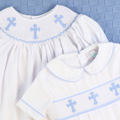 Smocked Cross Bishop- White - Southern Smocked Co.