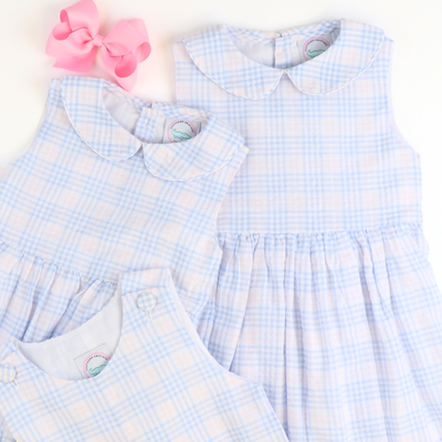 Sunday Brunch Dress - Blue & Pink Plaid Seersucker Sunday Brunch Dress - Blue & Pink Plaid Seersucker