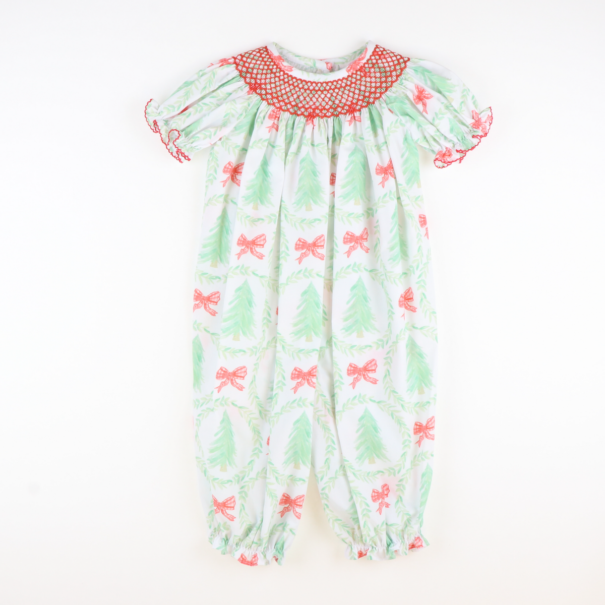 Smocked Heirloom Christmas Trees Geo Girl Long Bubble